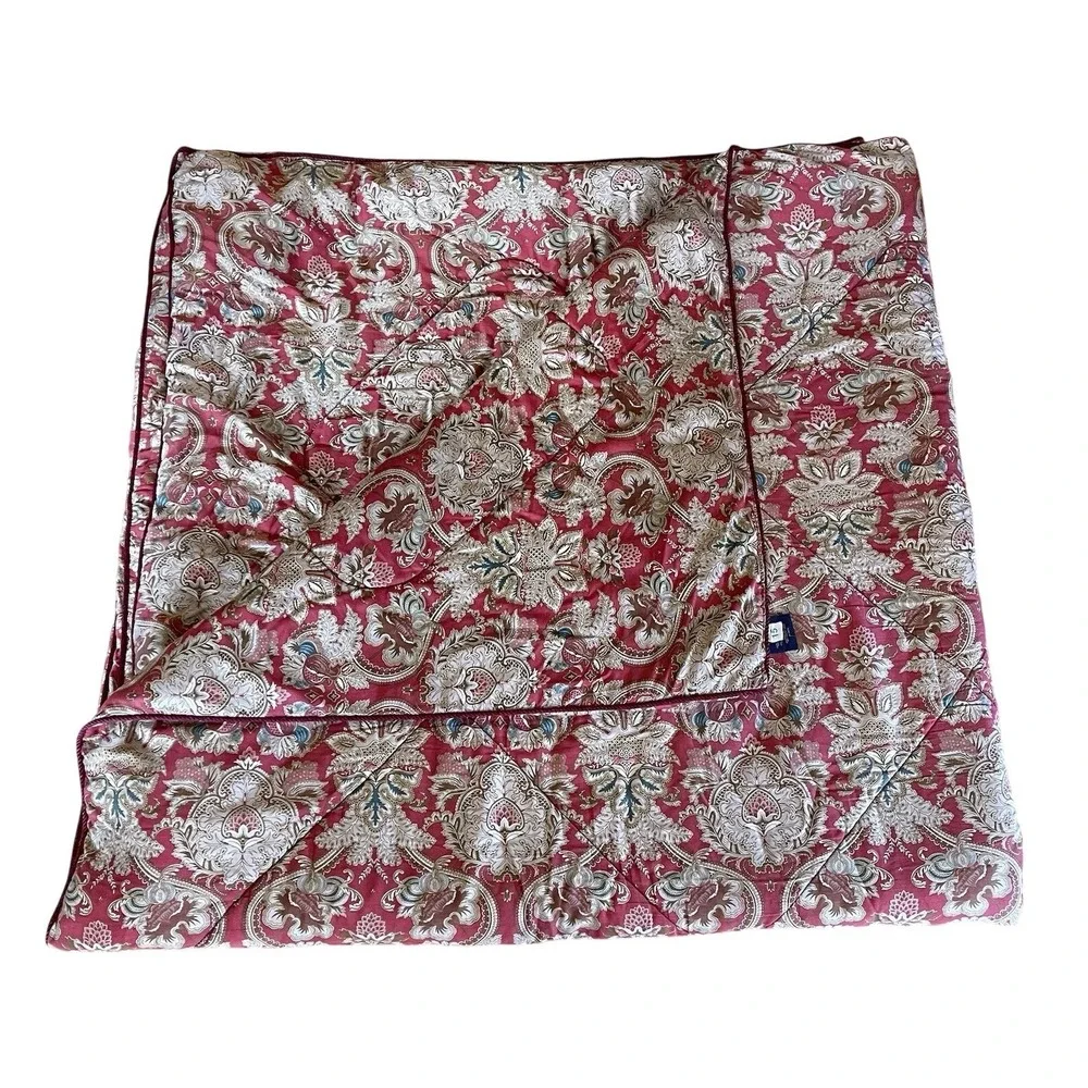 Vintage Ralph Lauren Jardiniere Queen / Full Red Sateen Comforter‎ Made In Italy